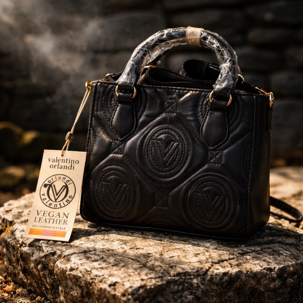 NWT Valentino Orlandi Black Quilted Mini Bag